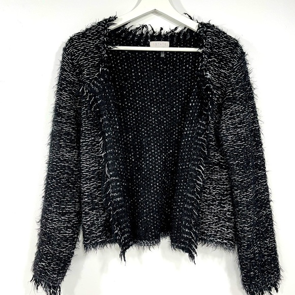 1 state fuzzy knit jacket black white size M - Picture 1 of 6